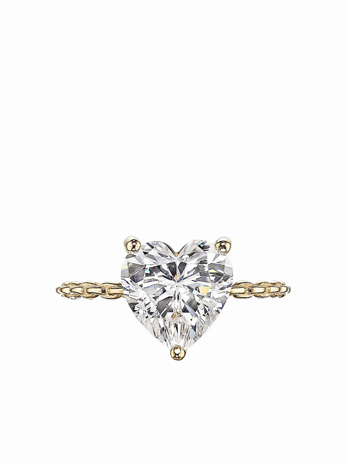 9kt yellow gold mini Heart diamond pinky ring