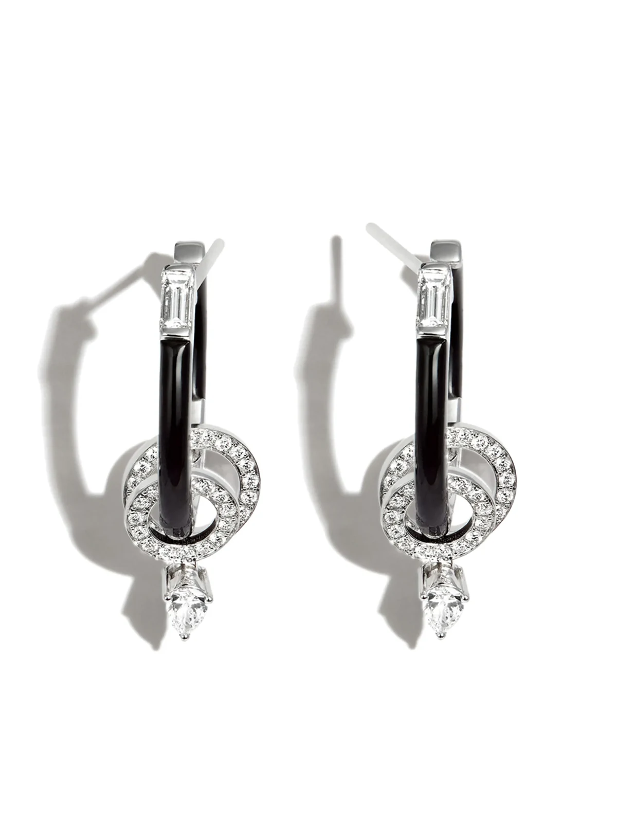 18kt white gold diamond and enamel earrings