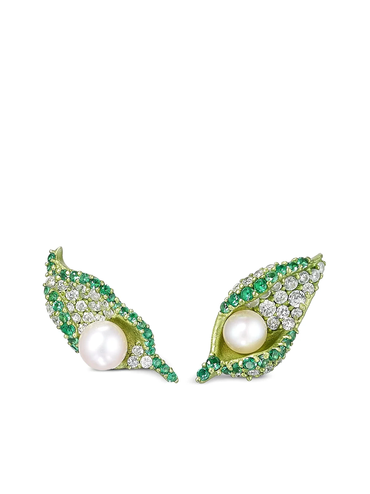 Dew Drop Petal Ohrringe aus 14kt Gelbgold- und 18kt Gold-Vermeil mit Schmucksteinen