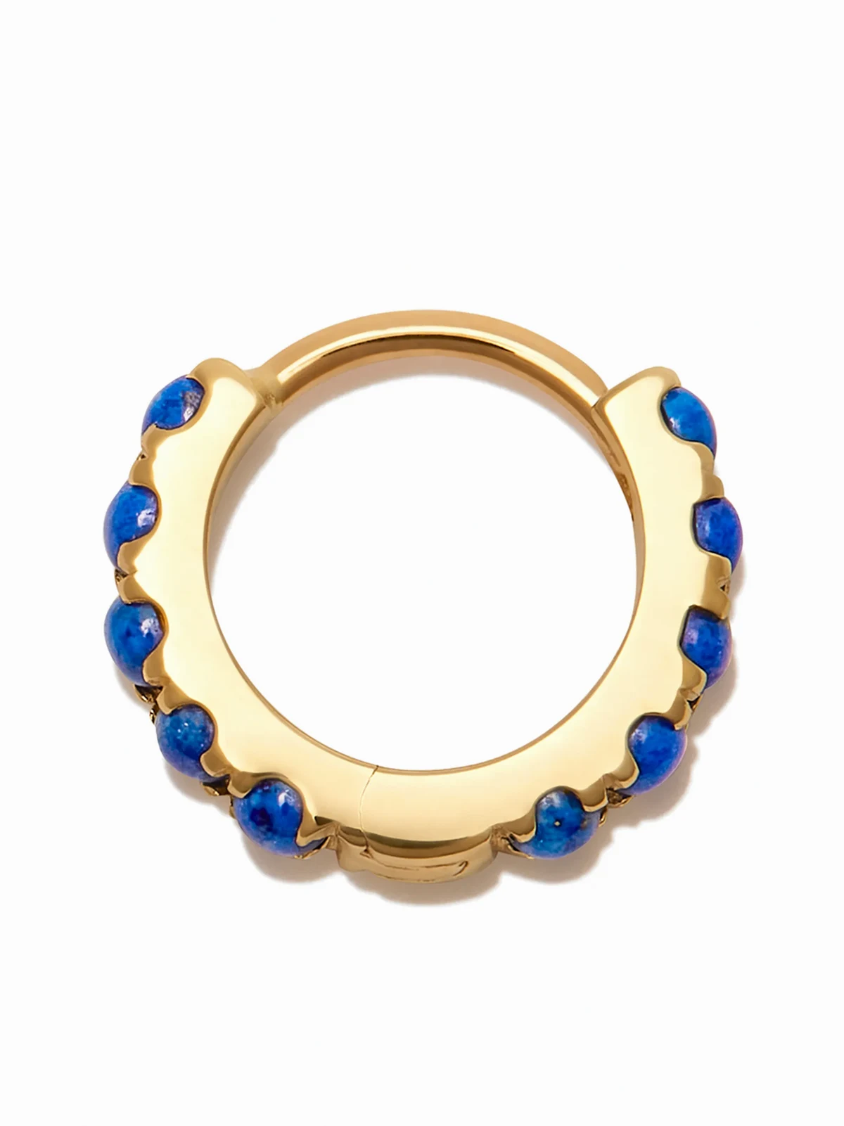 14kt yellow gold lapis lazuli hoop earring