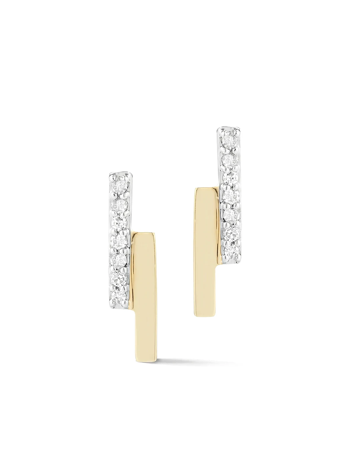 14kt yellow gold diamond bar bypass stud earrings