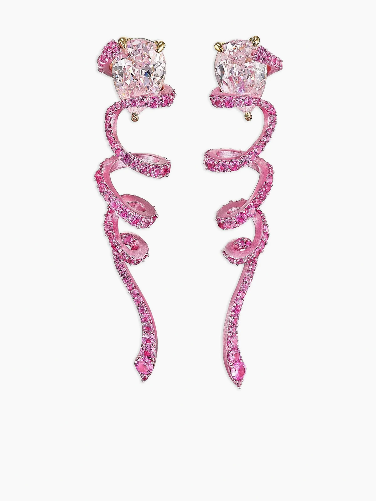 Ribbon Twirl Ohrringe aus 14kt Rotgold und 18kt Gold-Vermeil mit Saphir