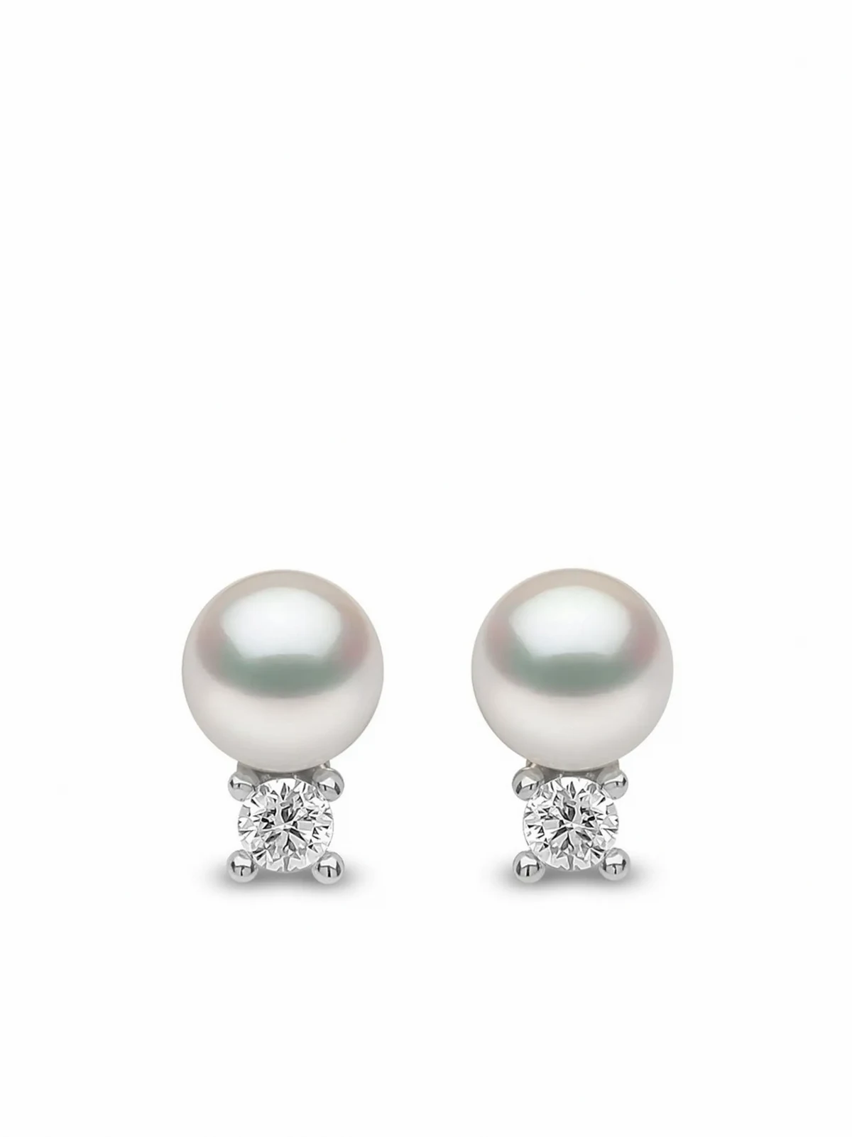 18kt white gold Trend diamond and pearl stud earrings