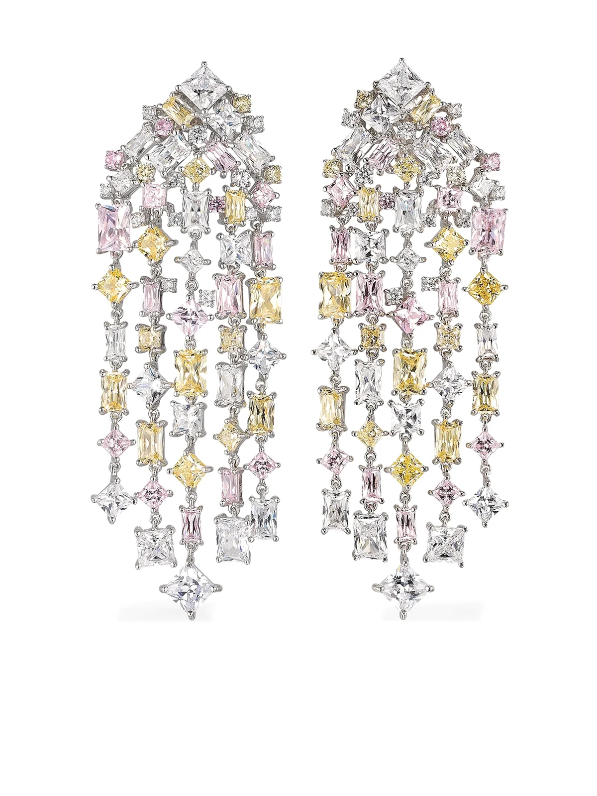 14K white gold and rhodium vermeil Candy Cascade diamond earrings