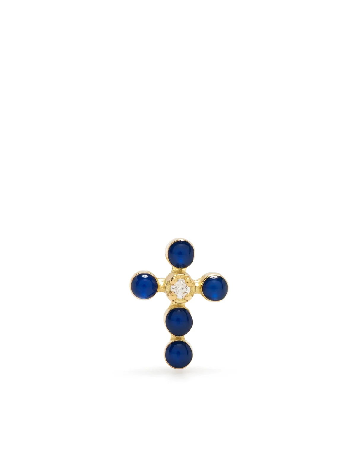 18kt yellow gold lapis lazuli cross stud earrings