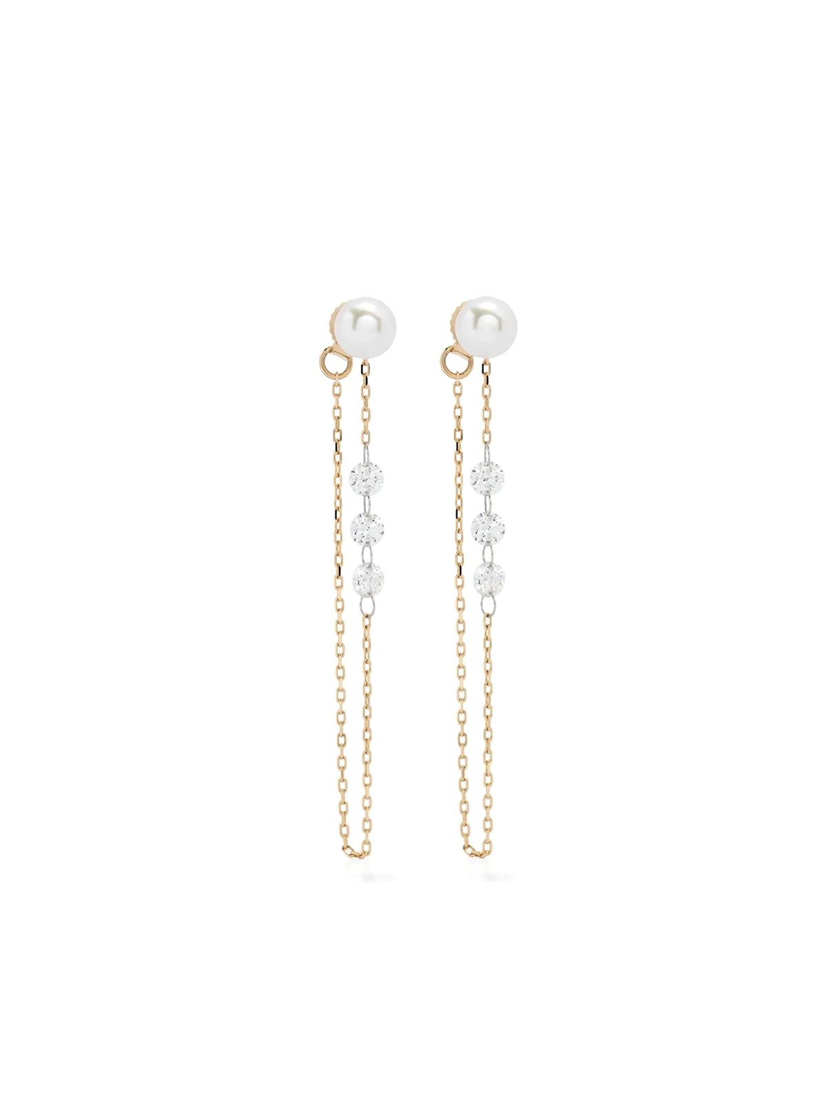14kt yellow gold Sea Of Beauty pearl and diamond chain earrings