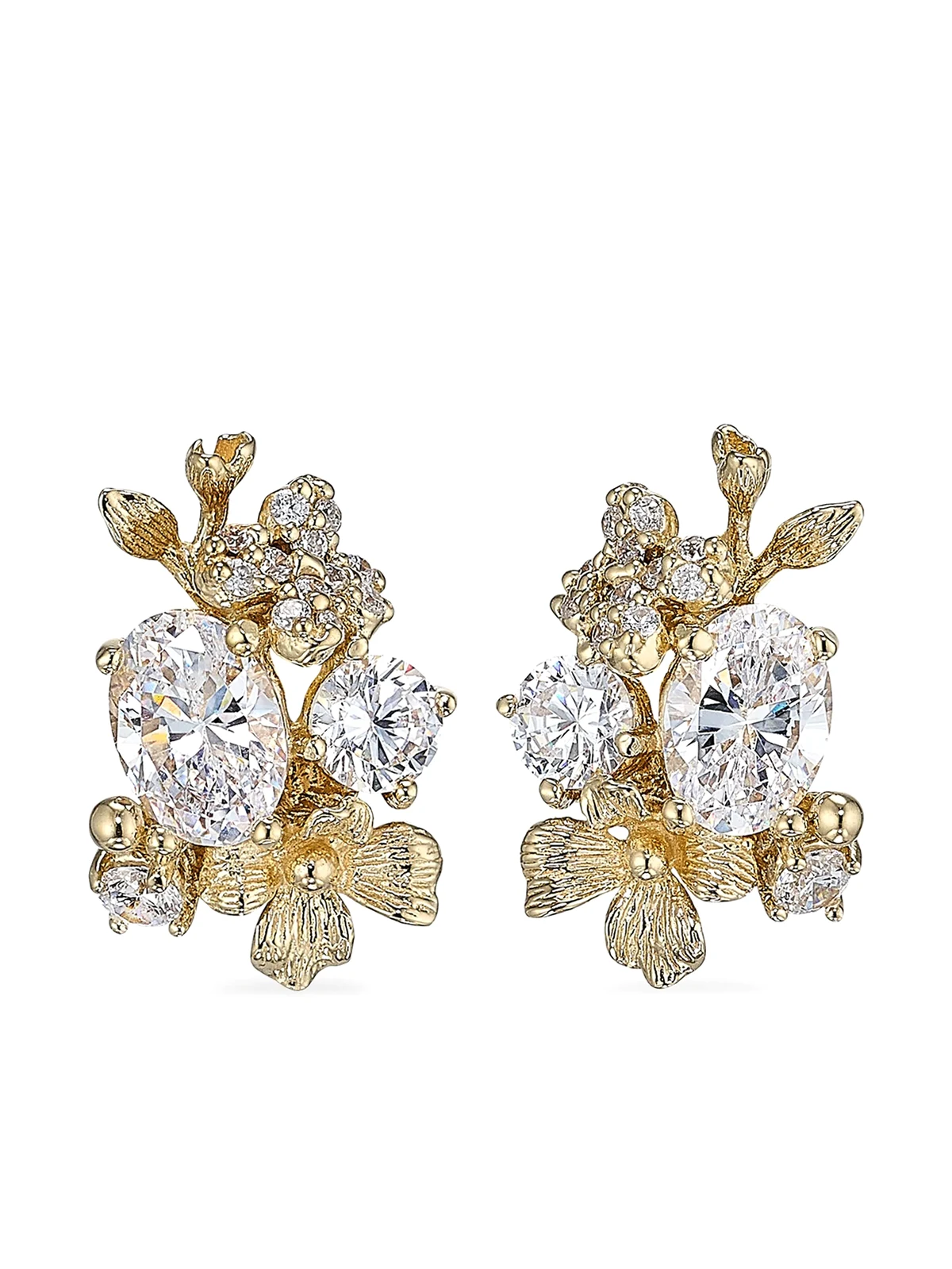 Golden Posy Ohrstecker aus 18kt Gelbgold-Vermeil mit Diamanten