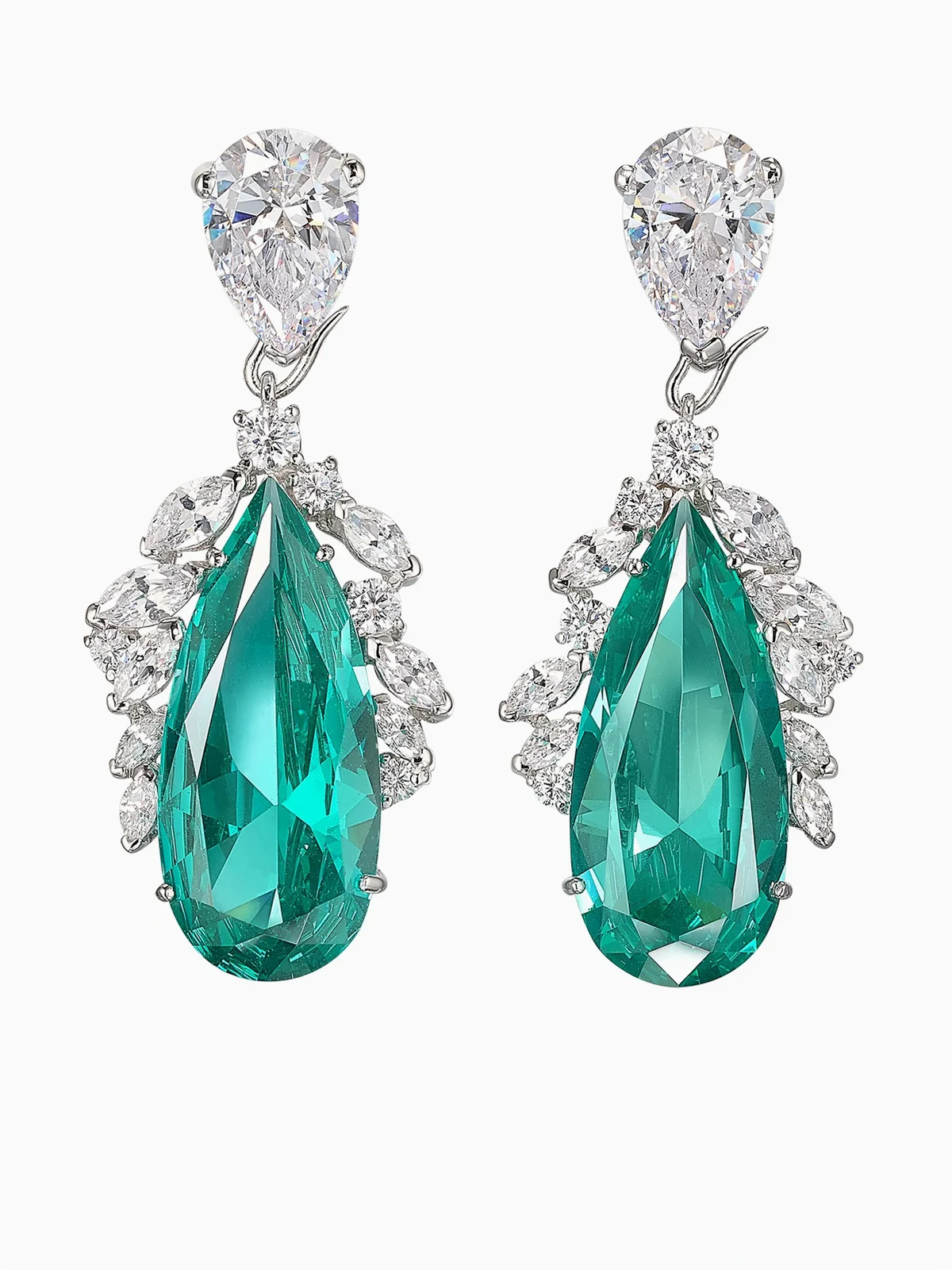 18kt white gold diamond and tourmaline drop earrings
