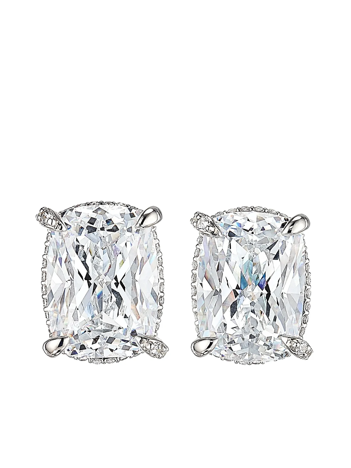 18kt white gold Cushion Wing diamond earrings