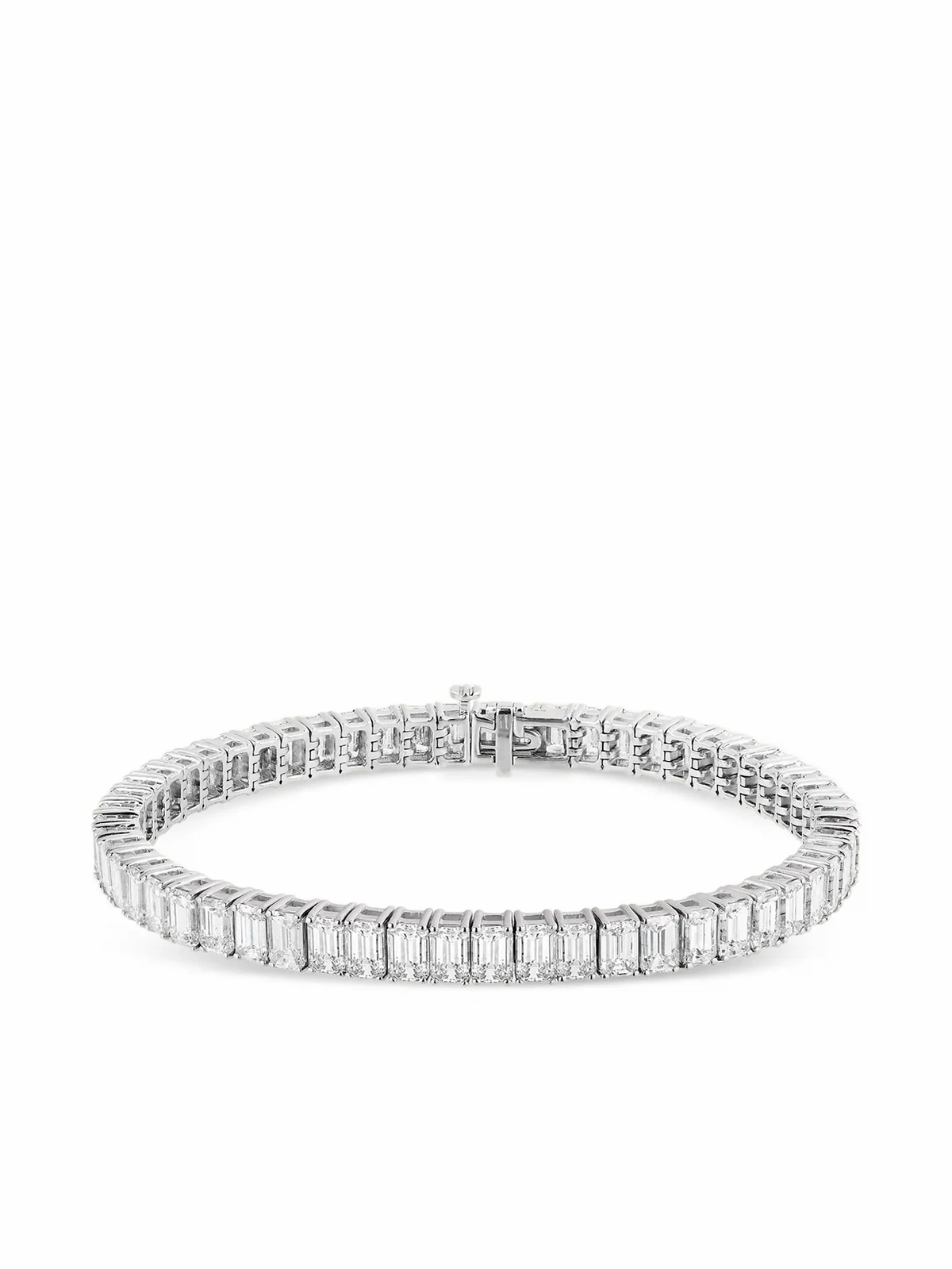 18K white gold Alya emerald-cut diamond tennis bracelet
