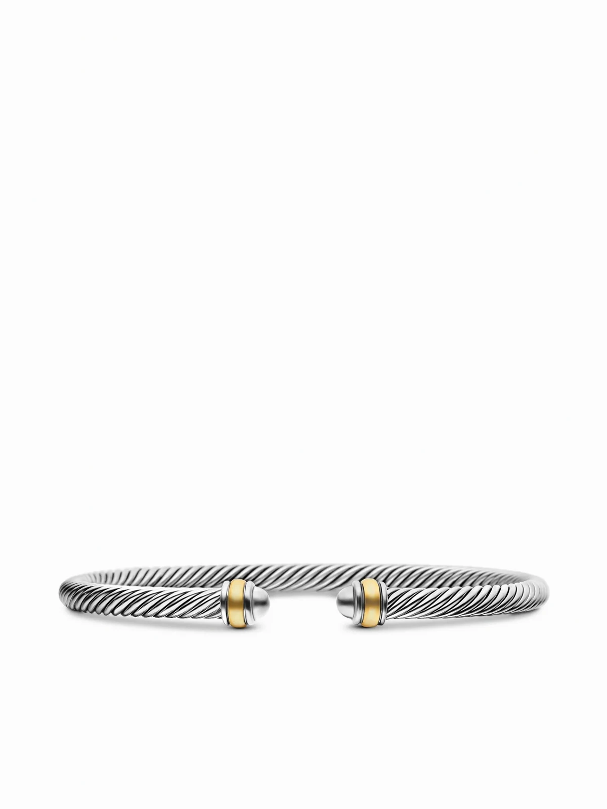 14kt Classic Cable Gelbgold- und Sterlingsilberarmband 4mm