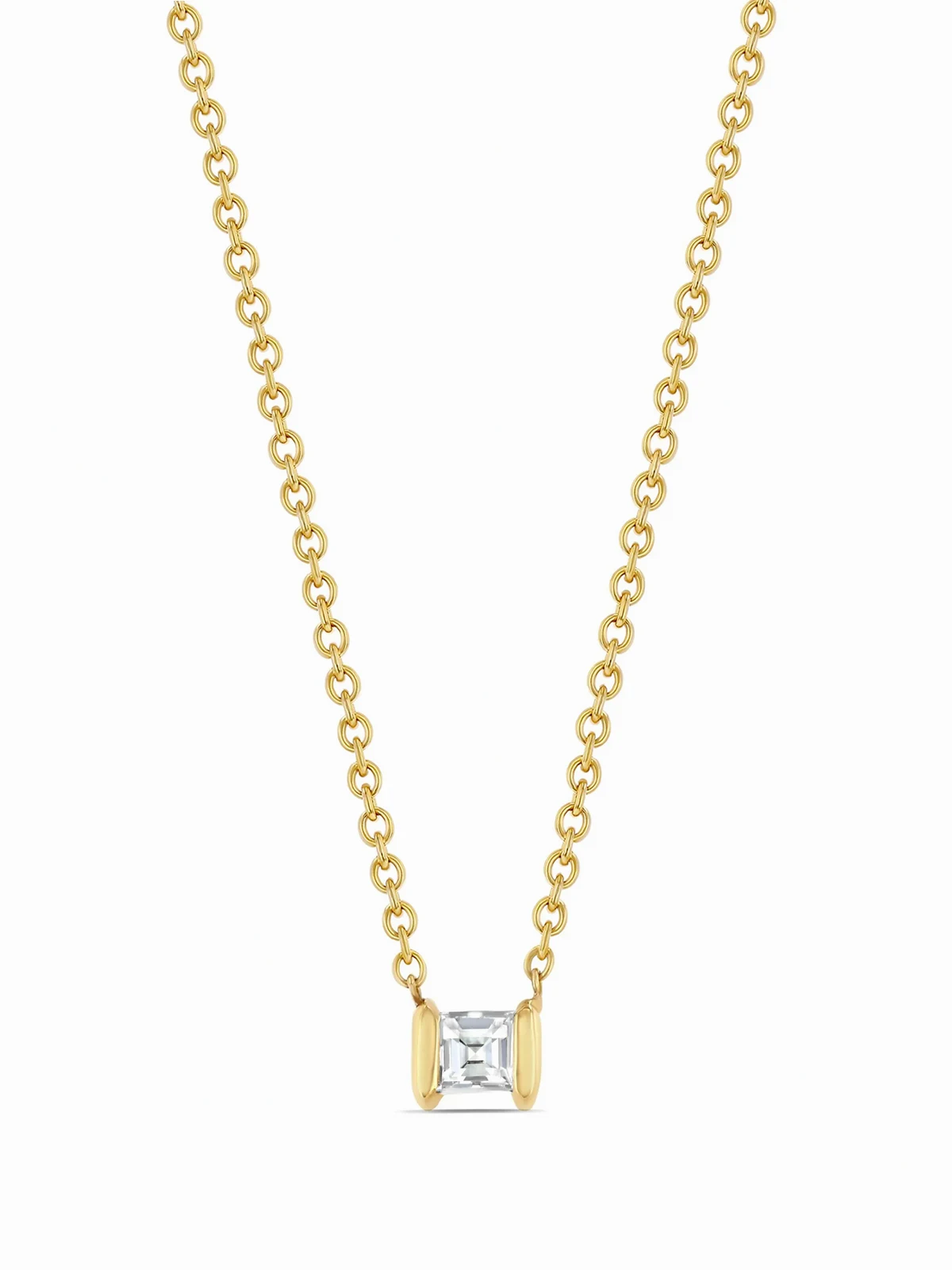 18kt yellow gold Mini Anchor diamond necklace