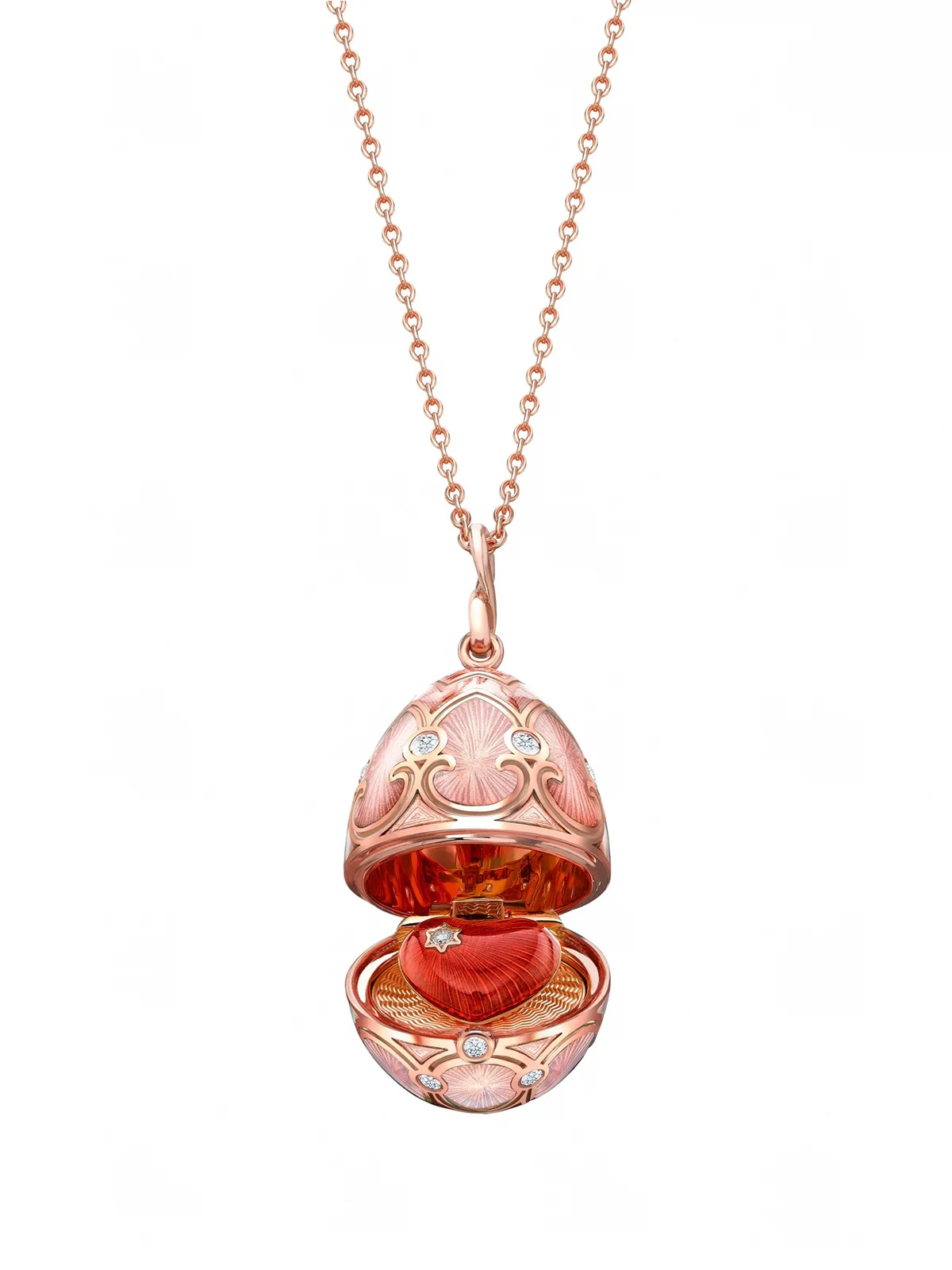 18kt rose gold Heritage diamond surprise locket necklace