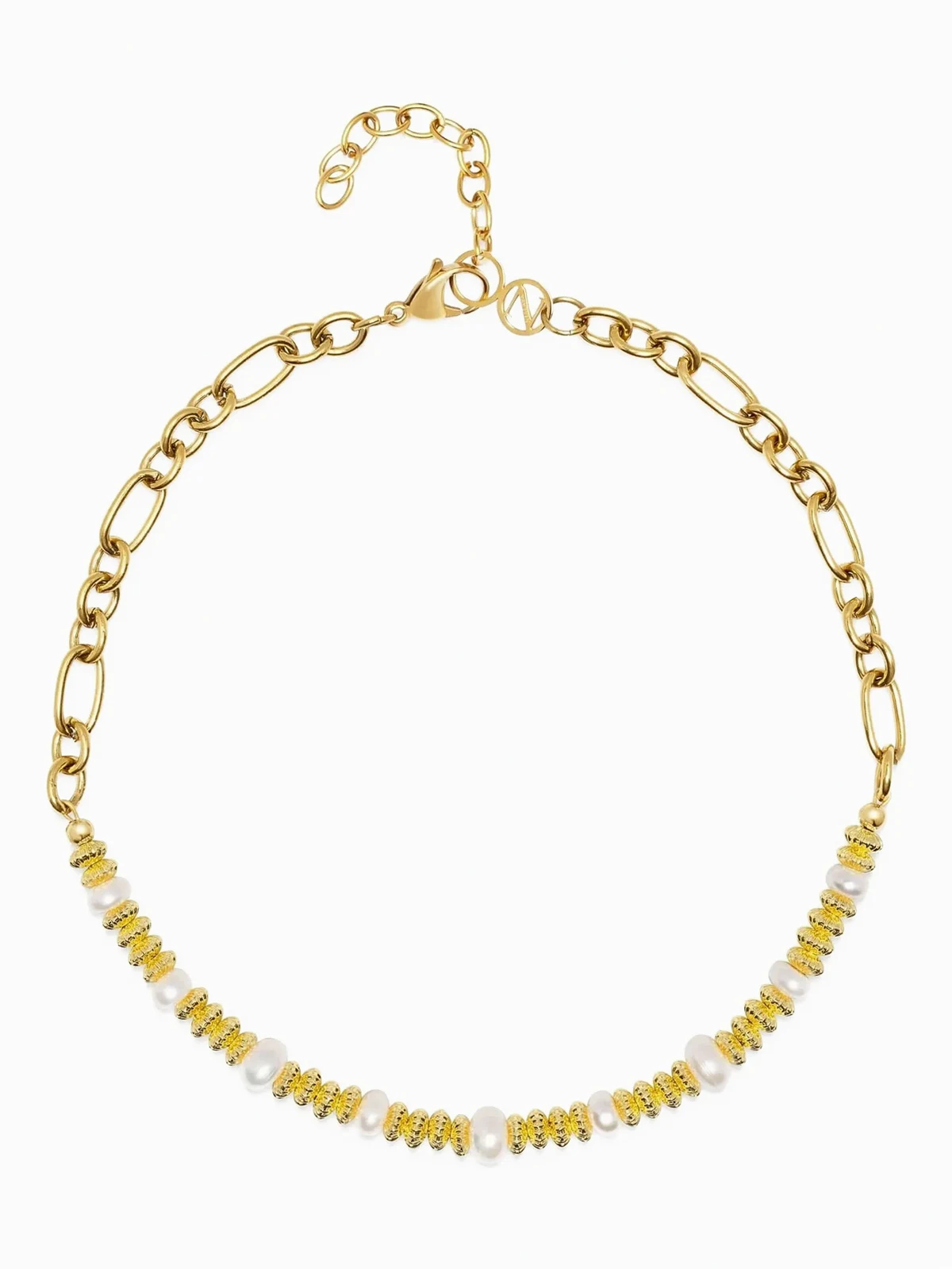 18K yellow gold pearl-embellished chain choker