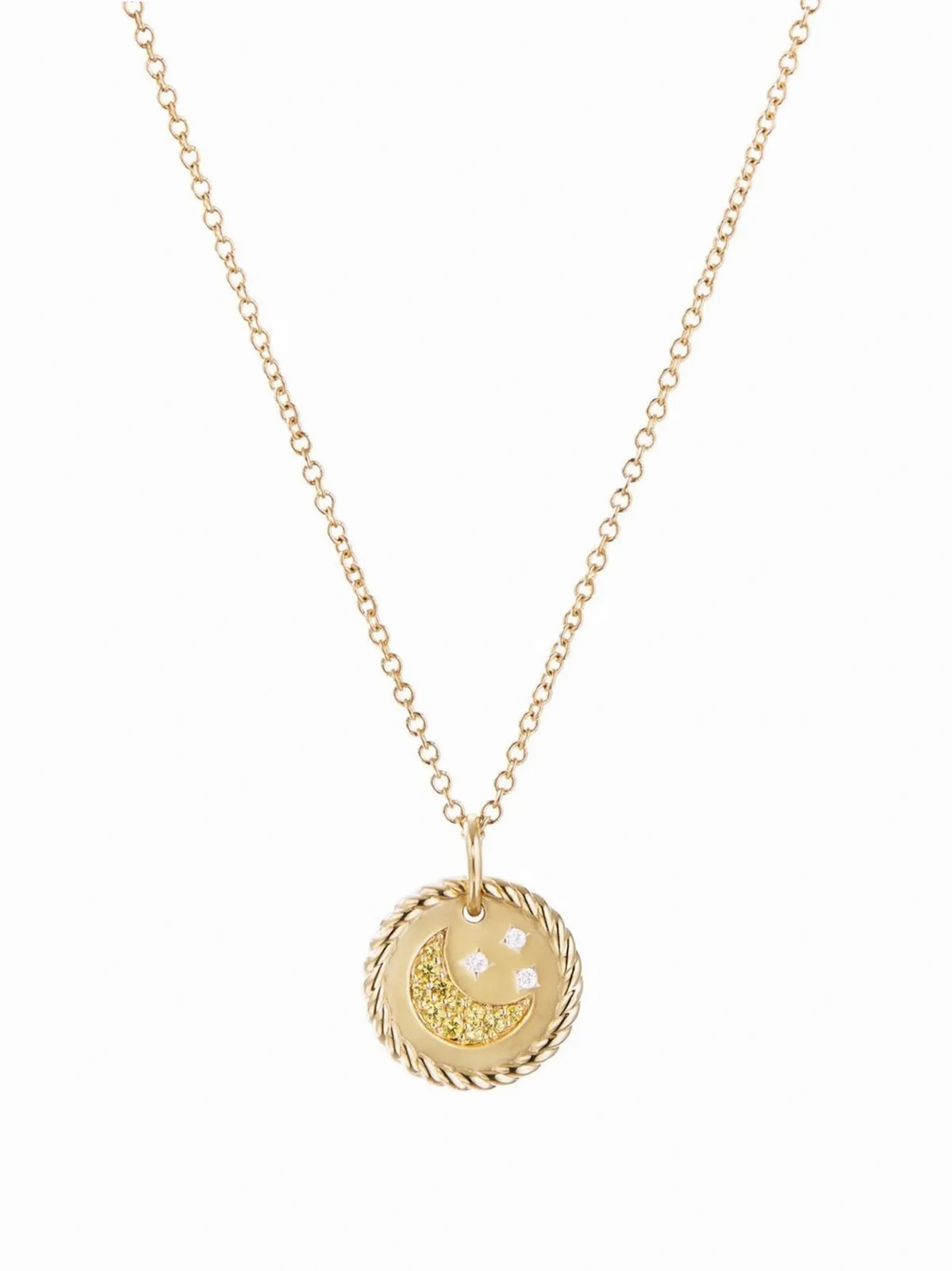 18kt Cable Collectibles Moon and Stars Gelbgoldhalskette