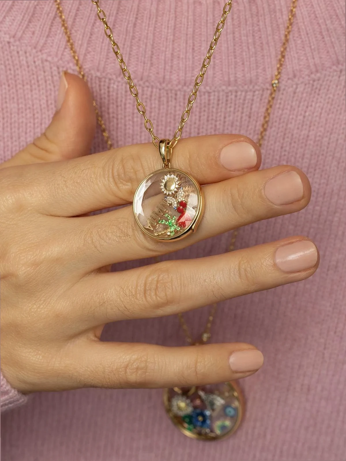 18kt yellow gold Palm Tree necklace