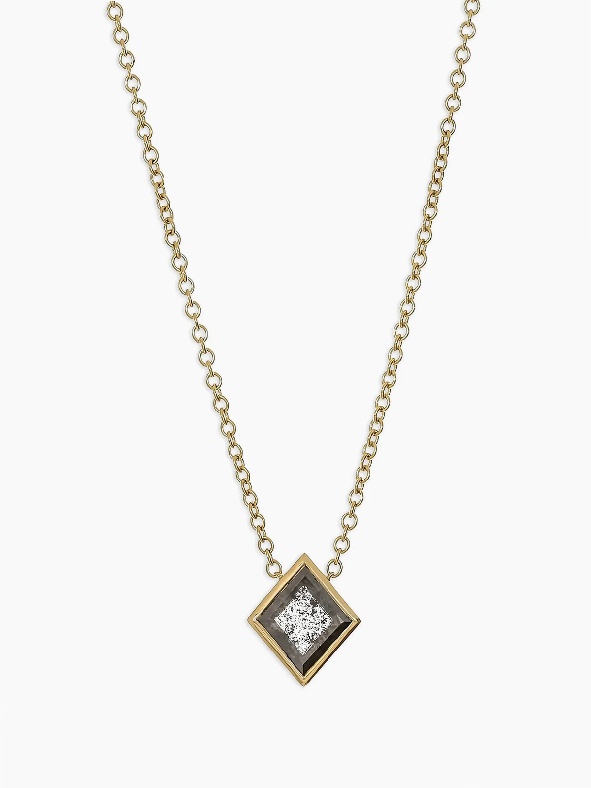18K yellow gold The Bezel diamond necklace