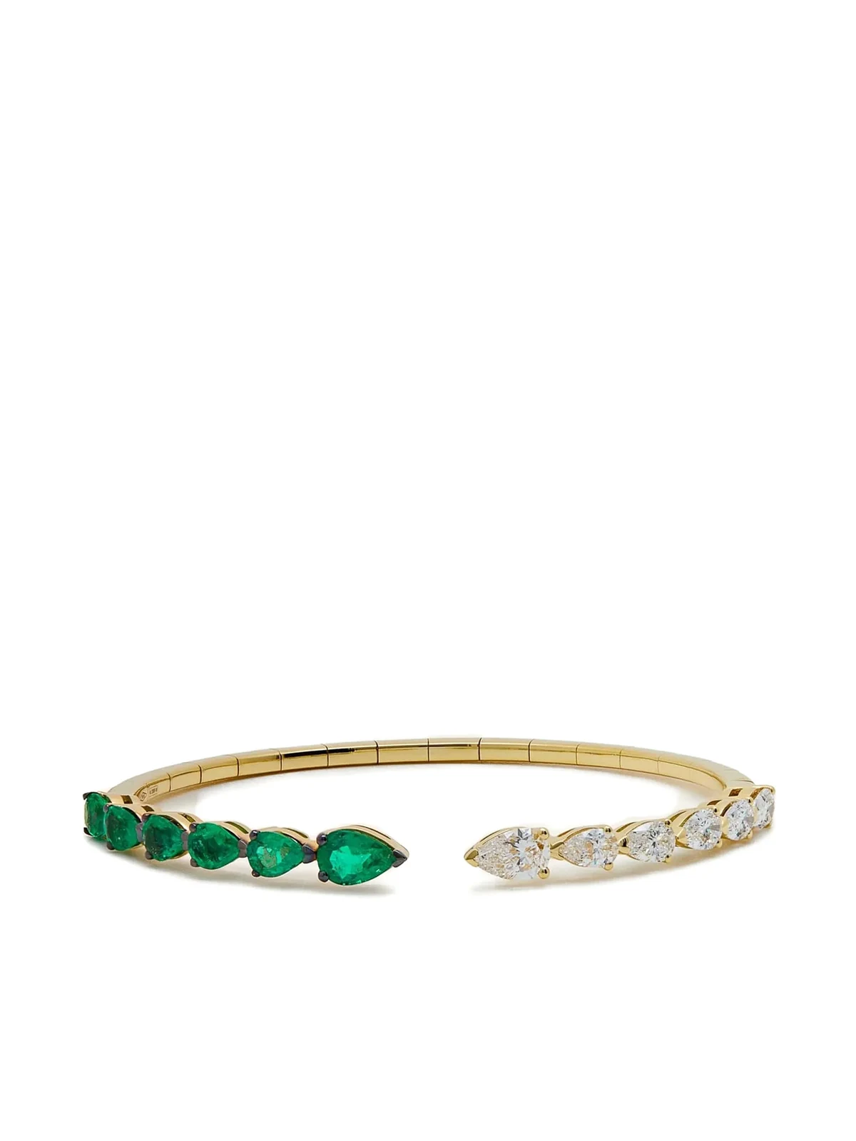 18K yellow gold diamond and emerald bracelet