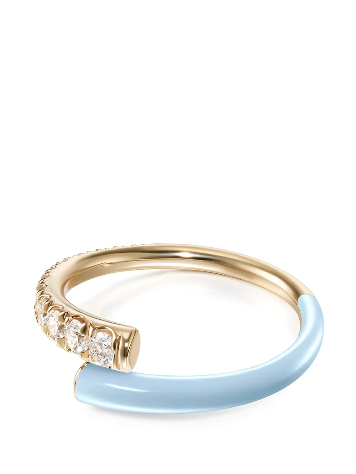 18kt Pastel Blue Lola Gelbgoldring mit Pinky-Detail