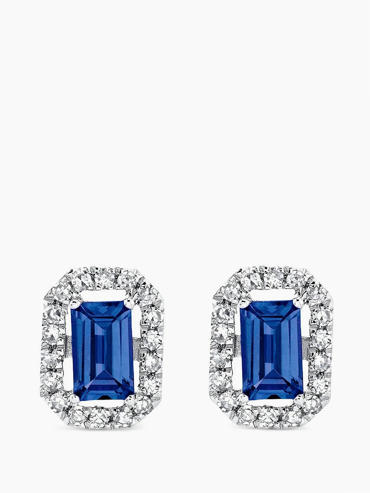 Halo diamond sapphire stud earrings