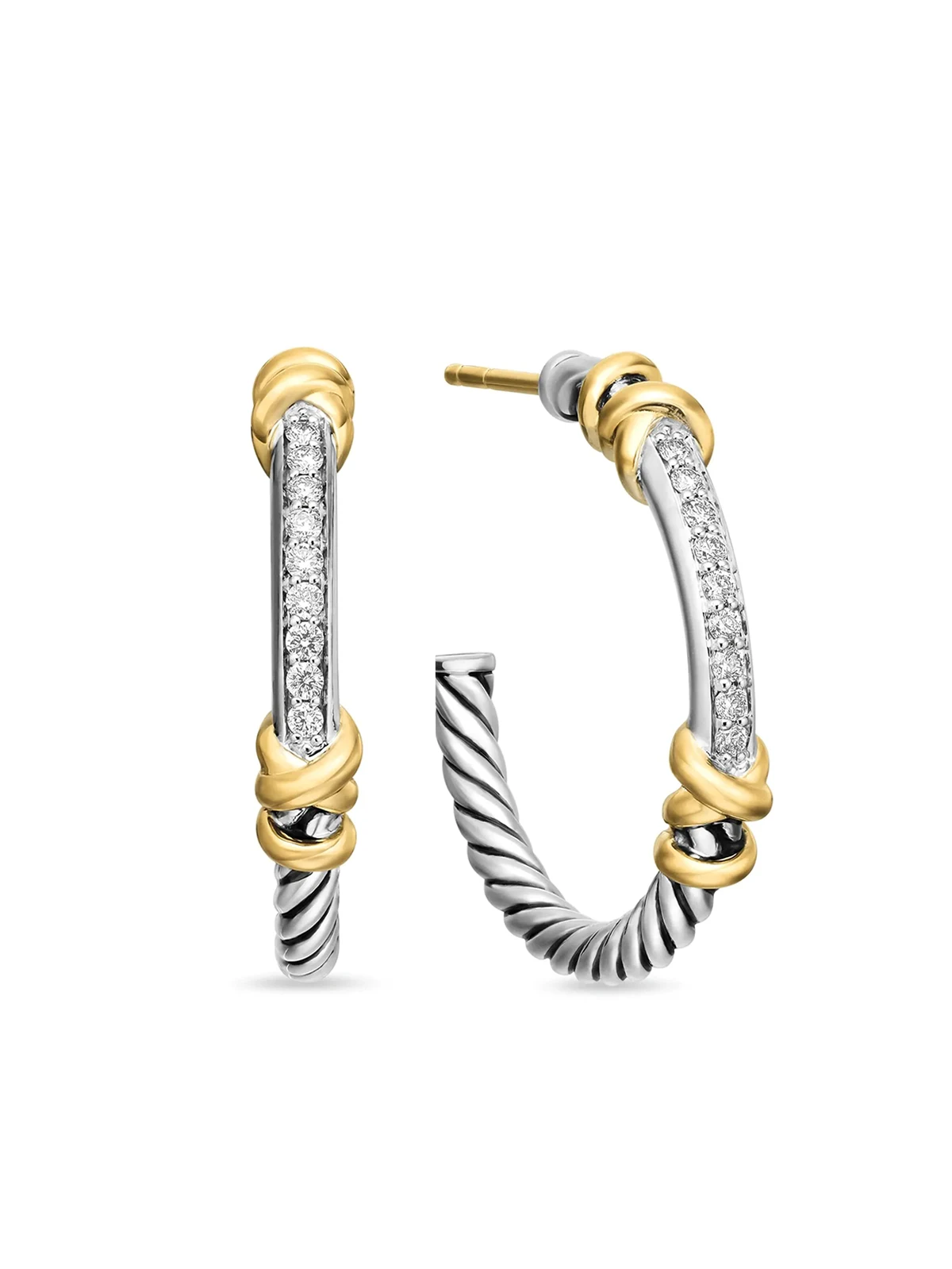Petite Helena Wrap 18kt Gelbgold- und Sterlingsilbercreolen mit Diamanten