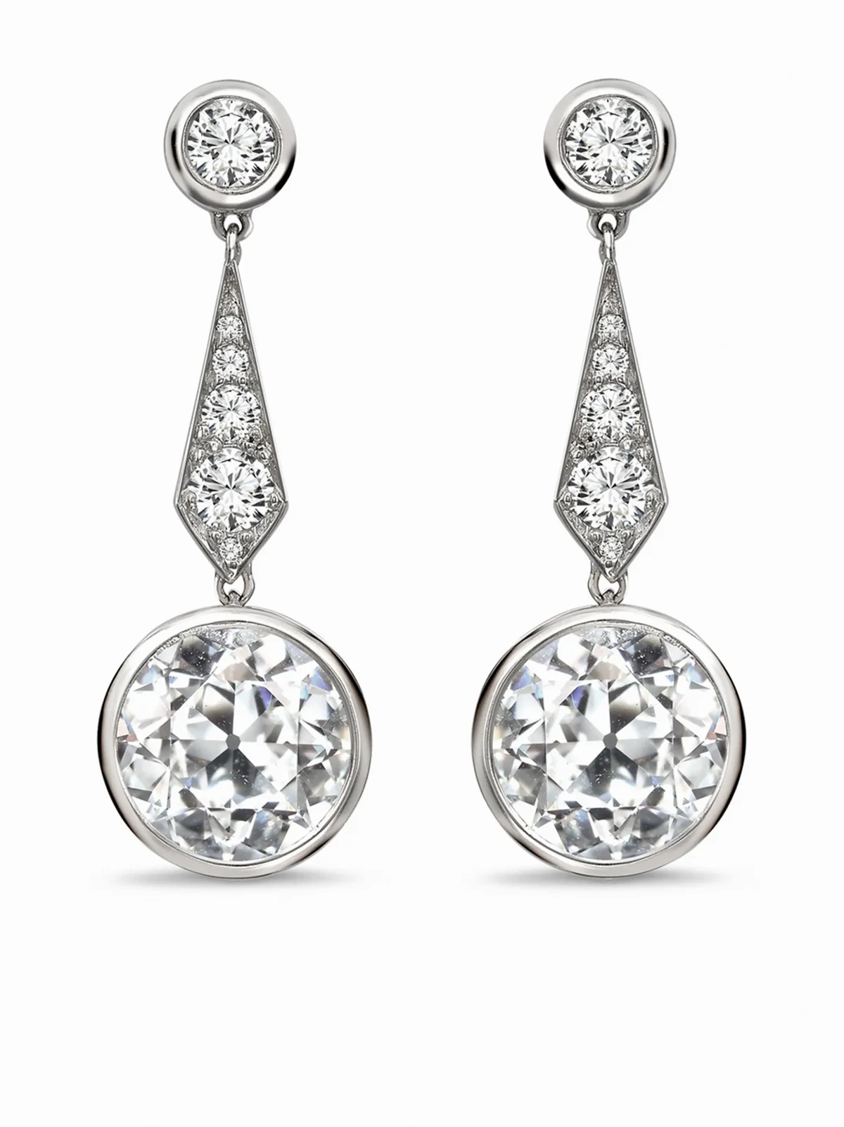1911-1940 18kt white gold Art Deco diamond drop earrings