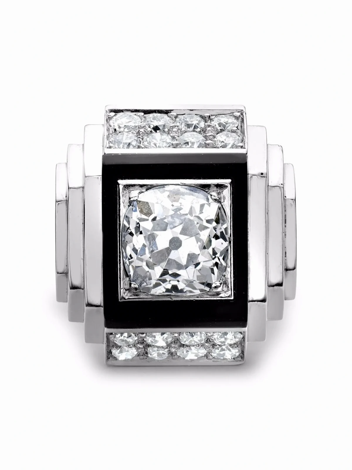 Pre-owned Art Deco Platin-Cocktailring mit Diamanten