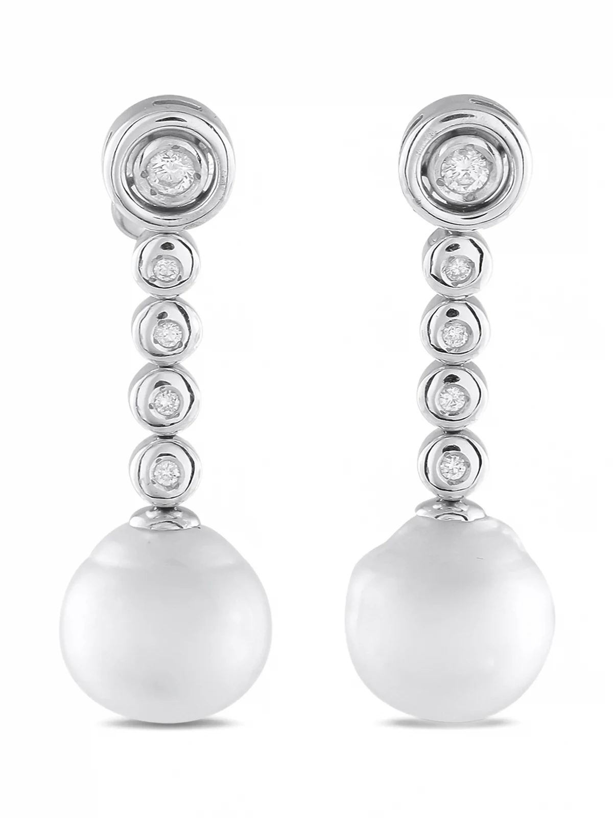 18K white gold diamond and pearl earrings