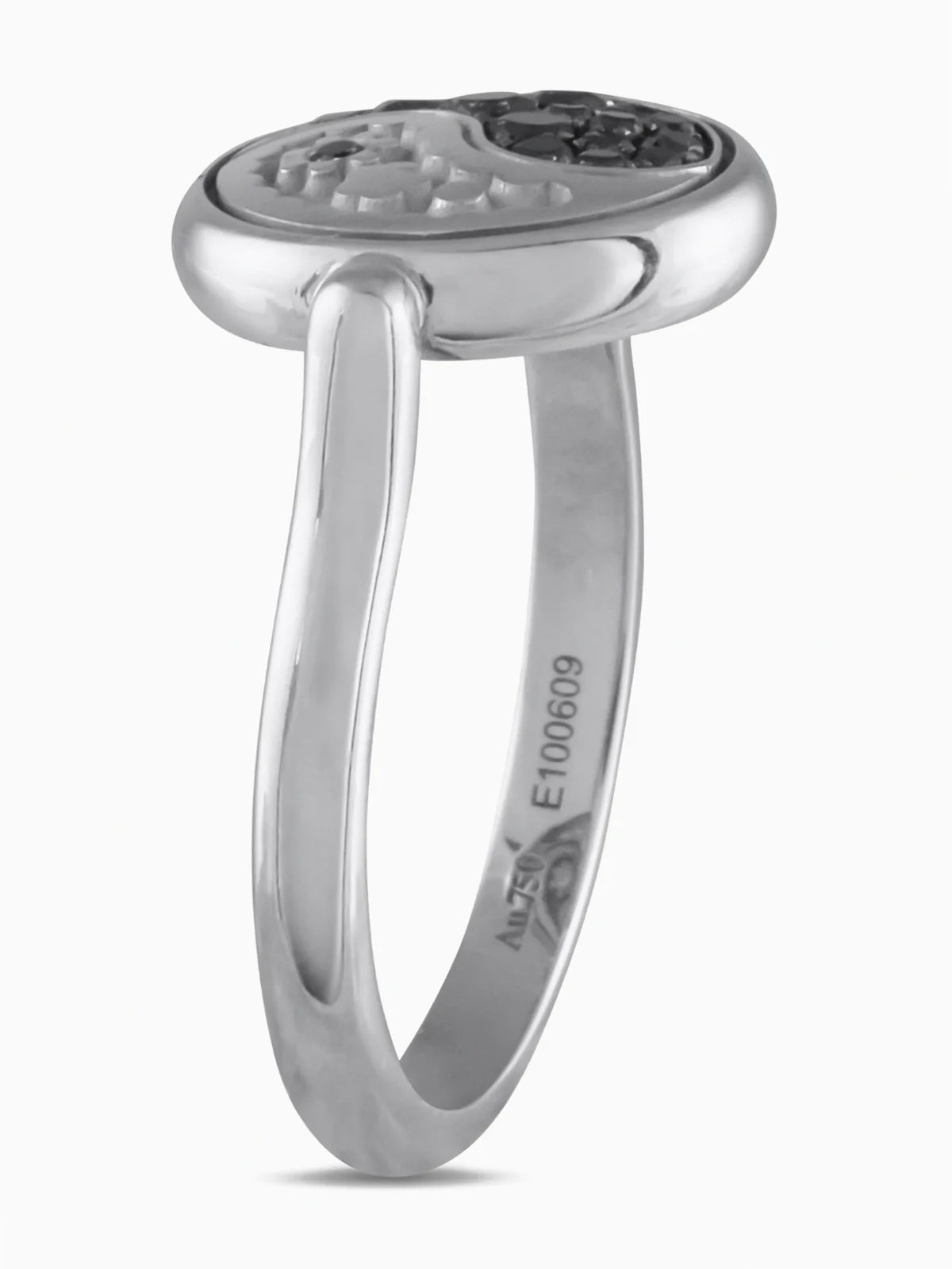 18kt Yin Yang Weißgoldring mit Diamanten