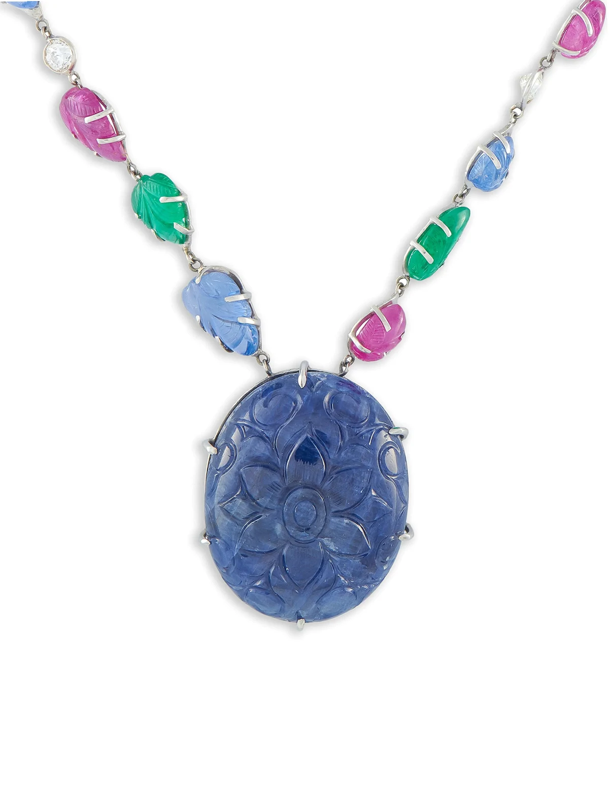 Tutti Frutti diamond, sapphire, emerald, and ruby necklace