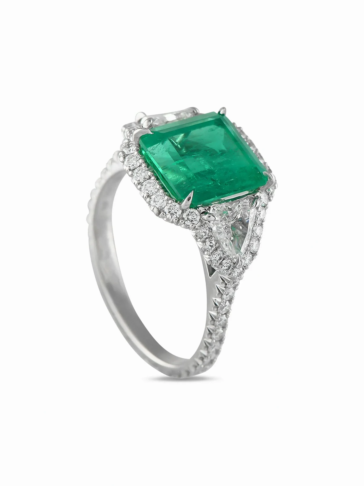 platinum emerald and diamond ring