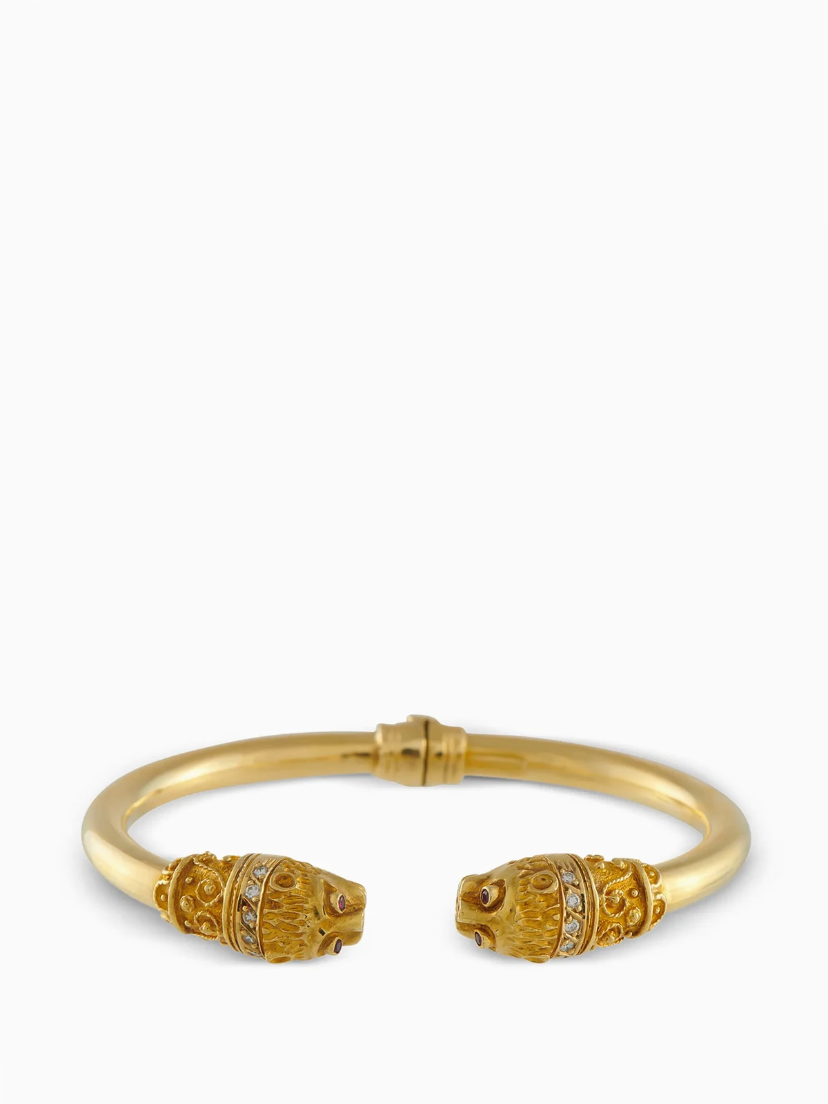 diamond ruby sapphire lion head bangle