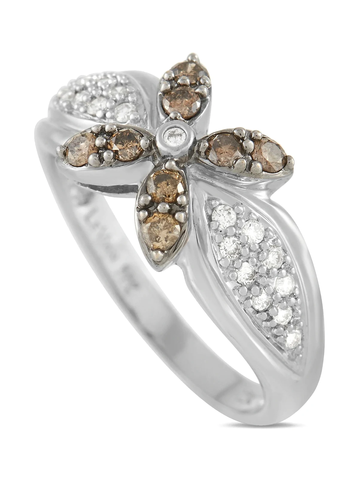 Flower 18K white gold diamond ring