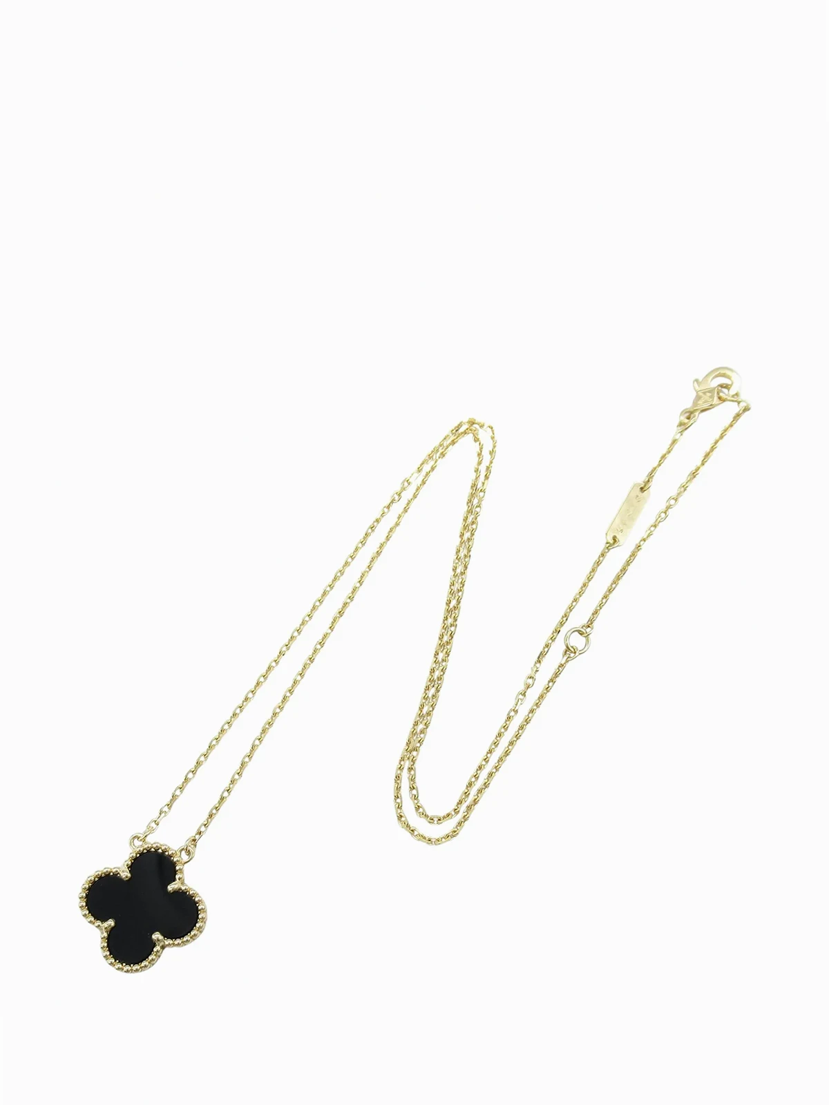 2020-2023 18kt Alhambra Gelbgoldhalskette mit Onyx-Vintage-Anhänger