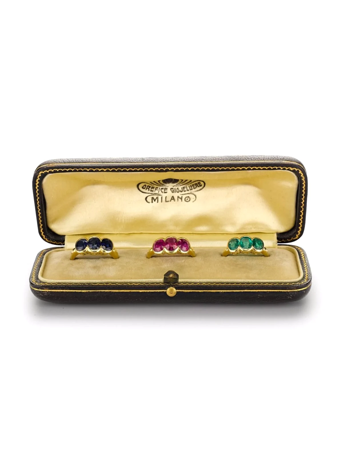 Pre-owned 18kt Art Nouveau Gelbgoldring-Set mit Edelsteinen