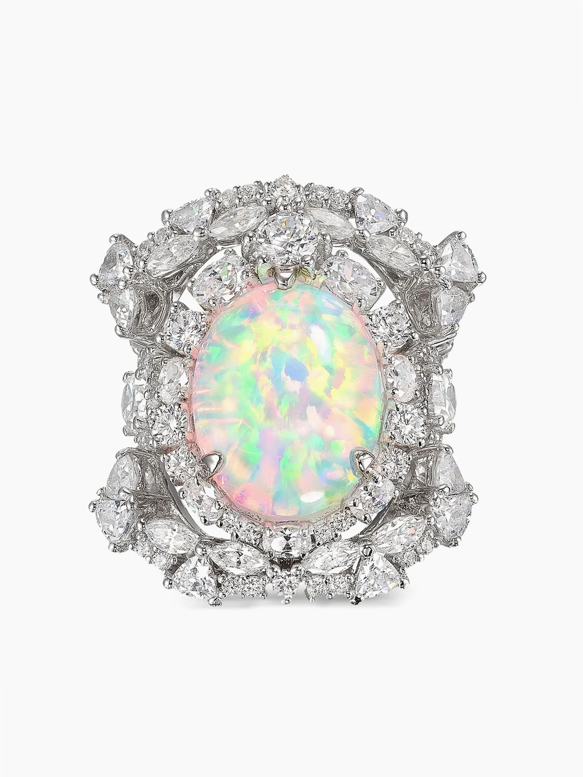 18kt Sky Opal Ocean Weißgoldring-Set