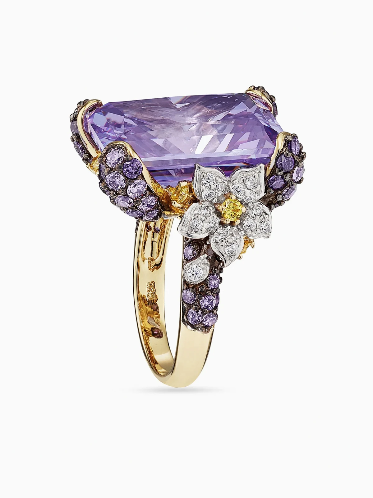 18kt Lilac Cinderella Gelbgoldring mit Edelsteinen