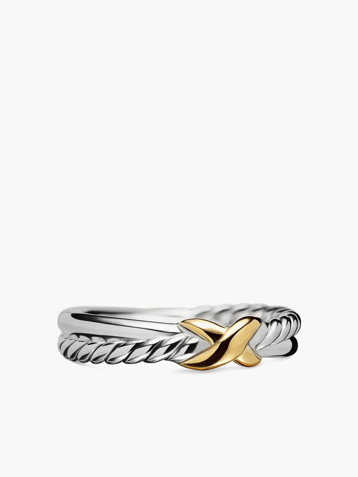 18kt Petite X Gelbgold- und Sterlingsilberring 4mm