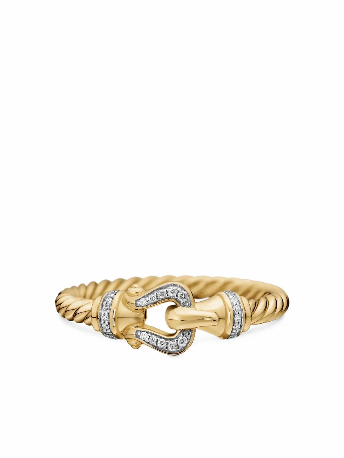 18kt yellow gold Petite Buckle diamond ring (2mm)