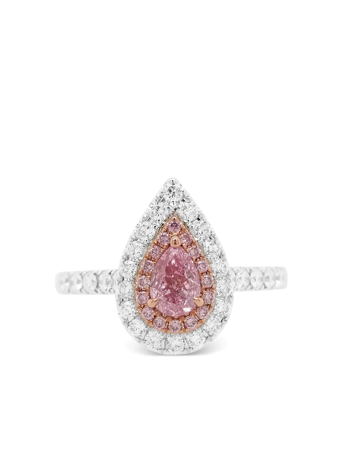 18kt Weiß- und Rotgoldring mit Diamant