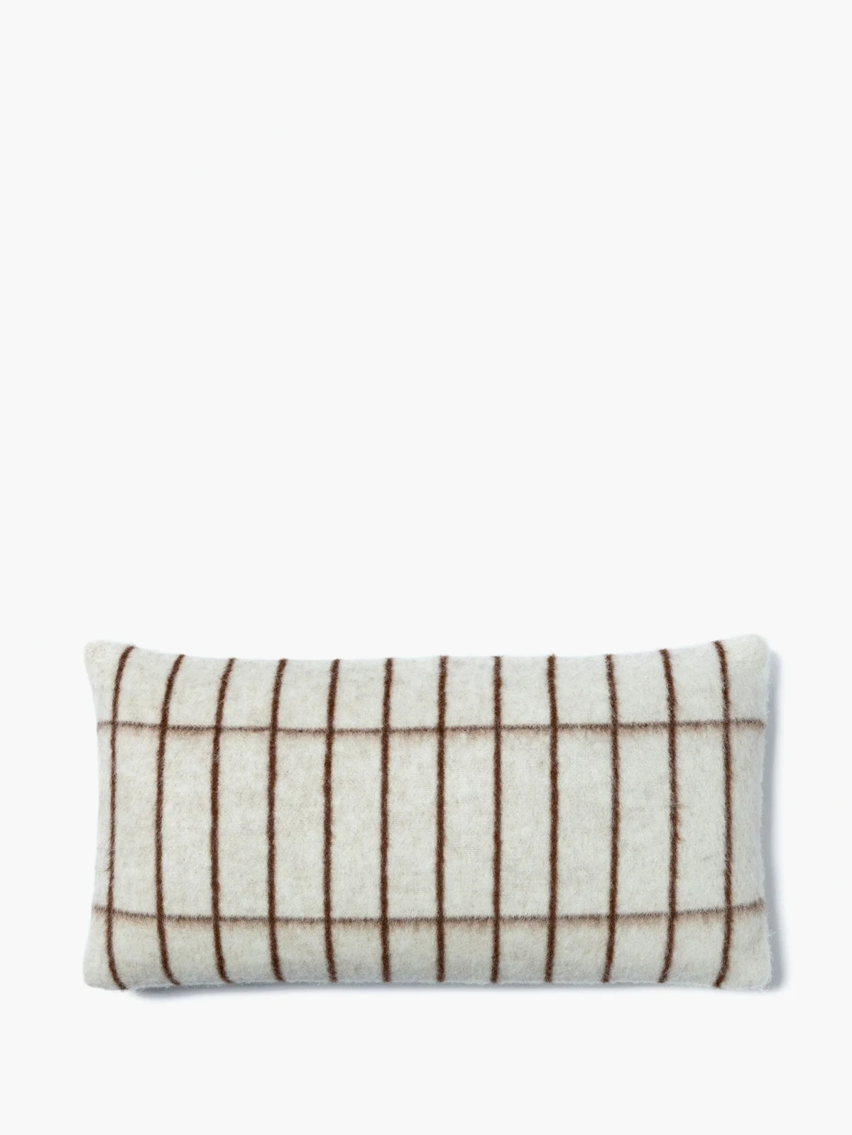 grid-pattern wool cushion
