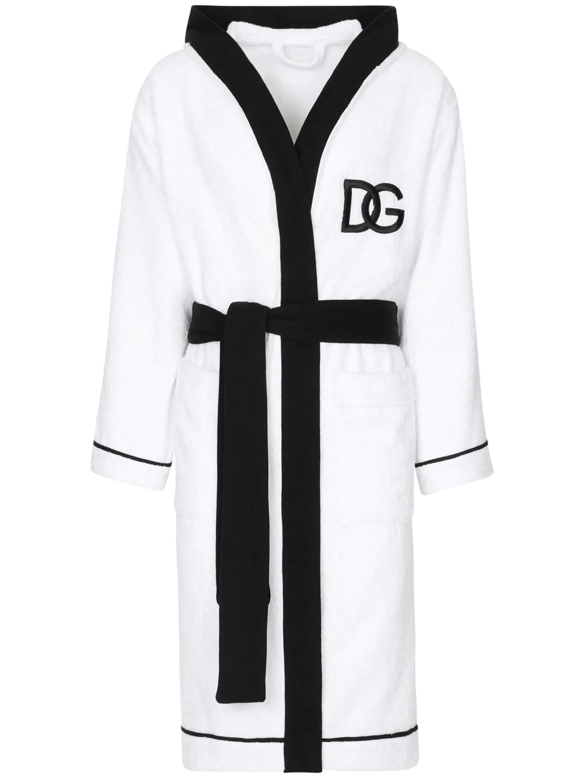 embroidered-logo tie-waist robe