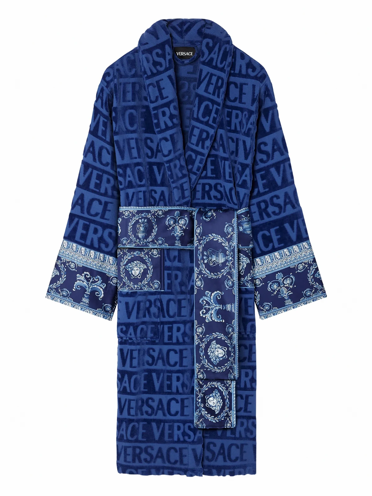 Baroque-print cotton robe
