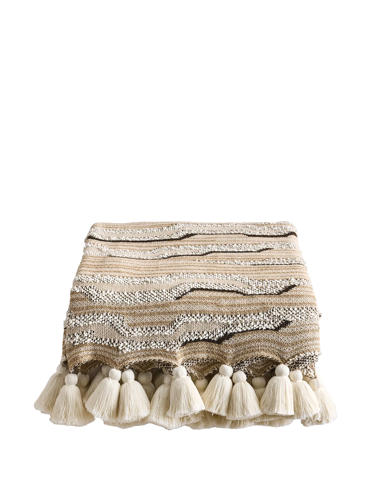 Cloud knitted tassel-detail throw