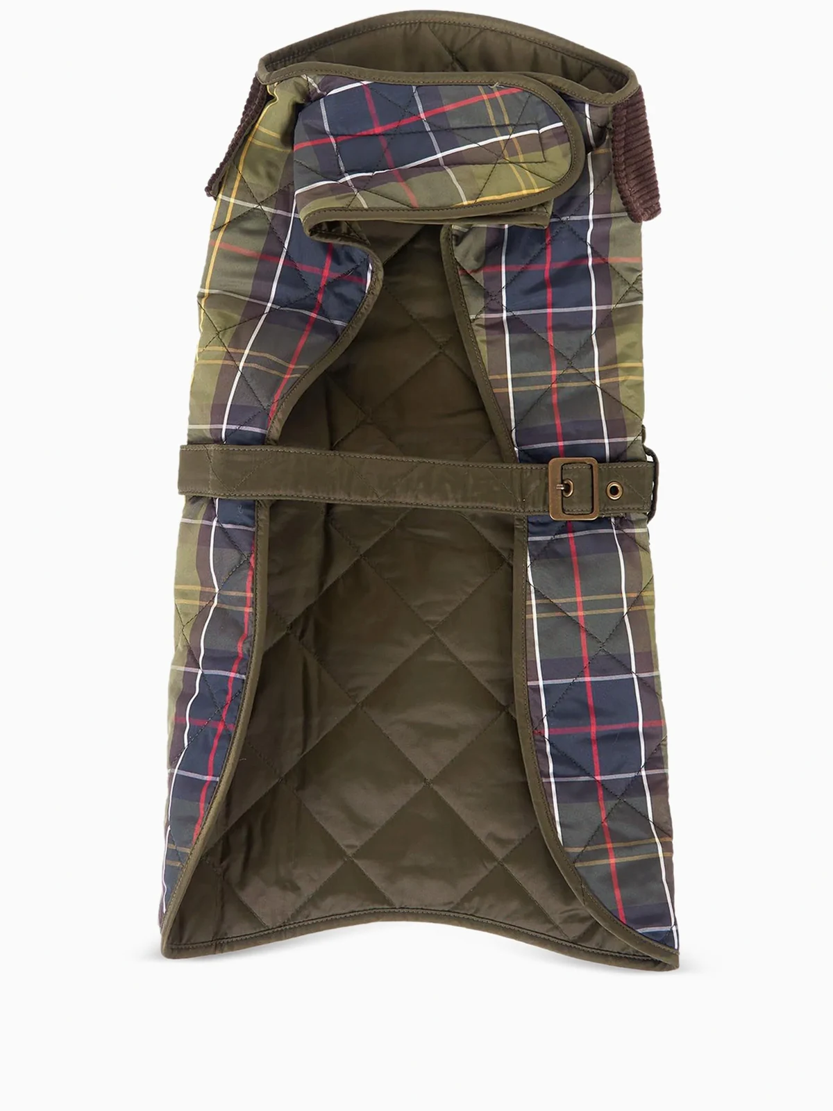 tartan-print dog coat