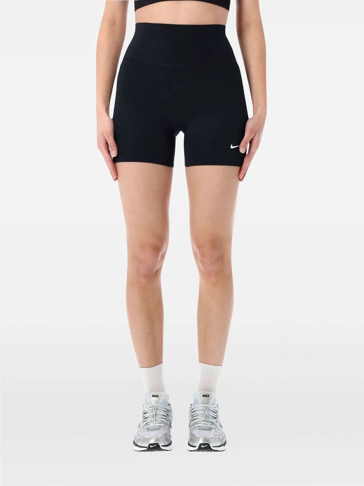 high-waisted performance shorts