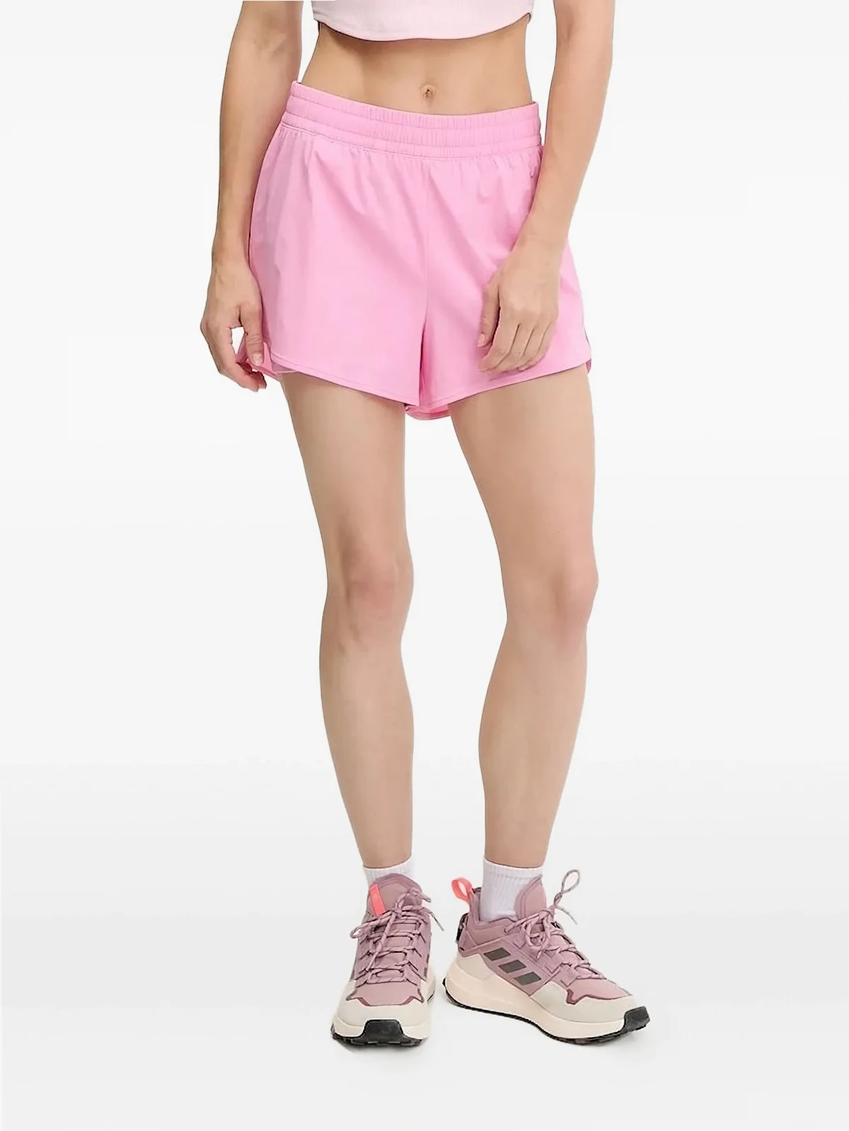 elastic-waistband side-split shorts