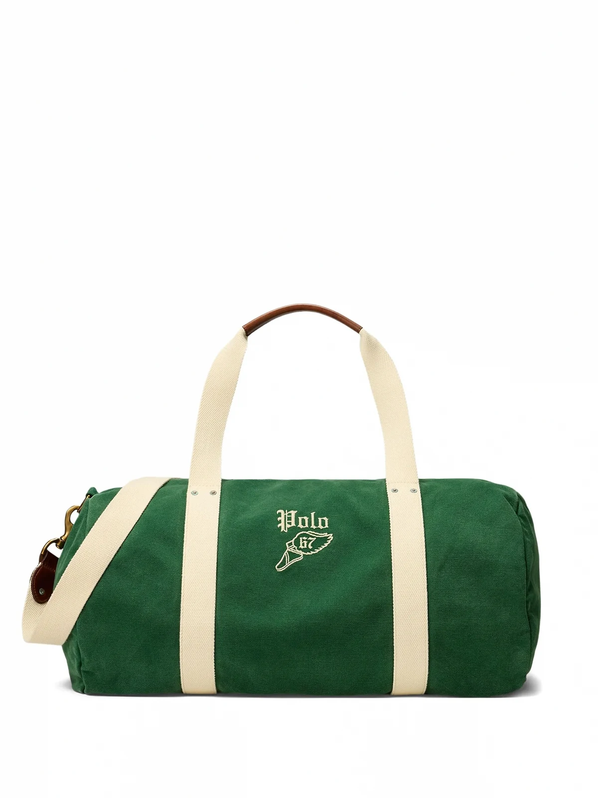 embroidered canvas duffle bag