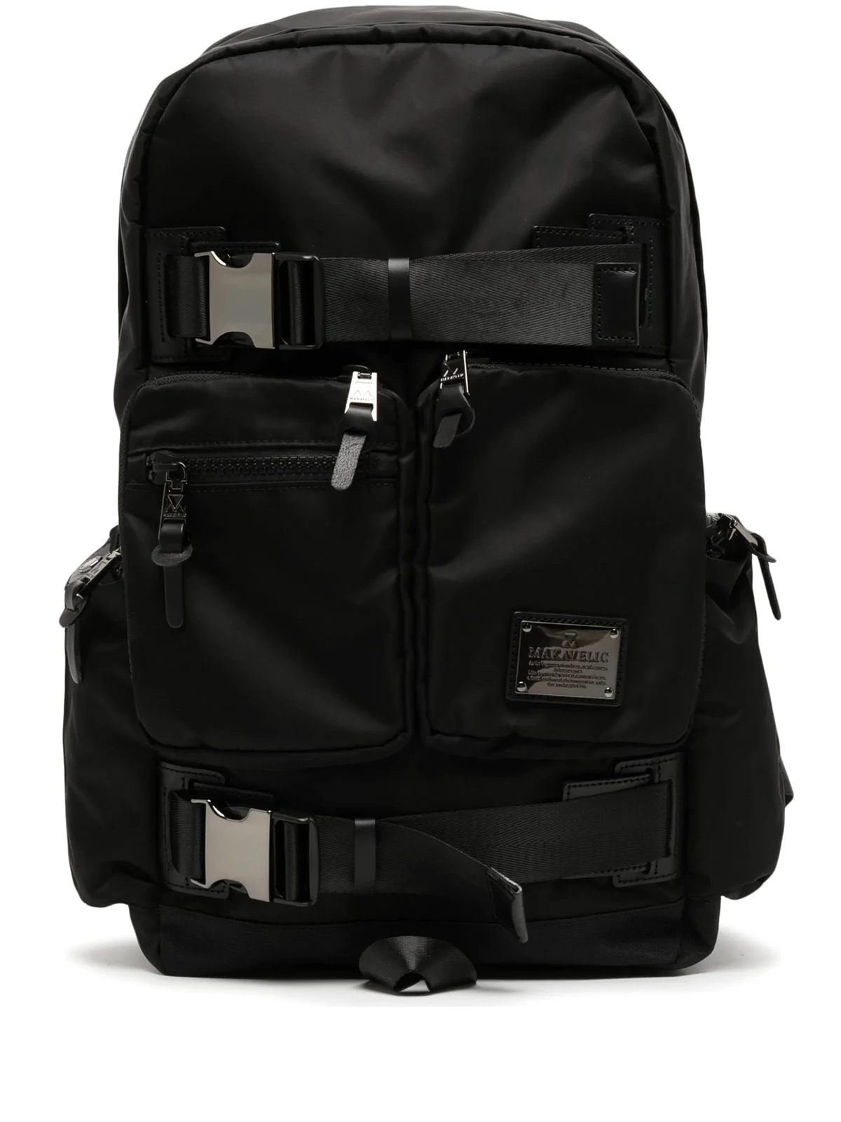 multiple zip-fastening pockets backpack