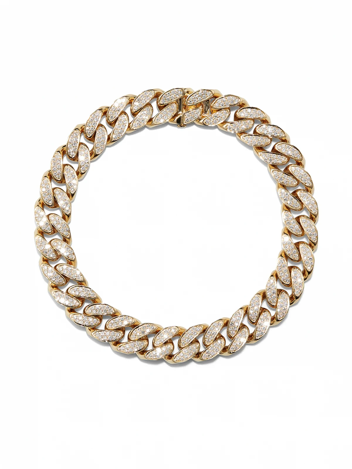 18K yellow gold diamond flat essential link bracelet